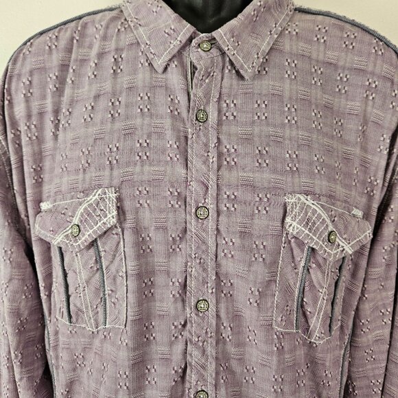 Buckle Black Mens XXL Athletic Fit Lavender Long Sleeve Button-Up Shirt Casual - Picture 3 of 13